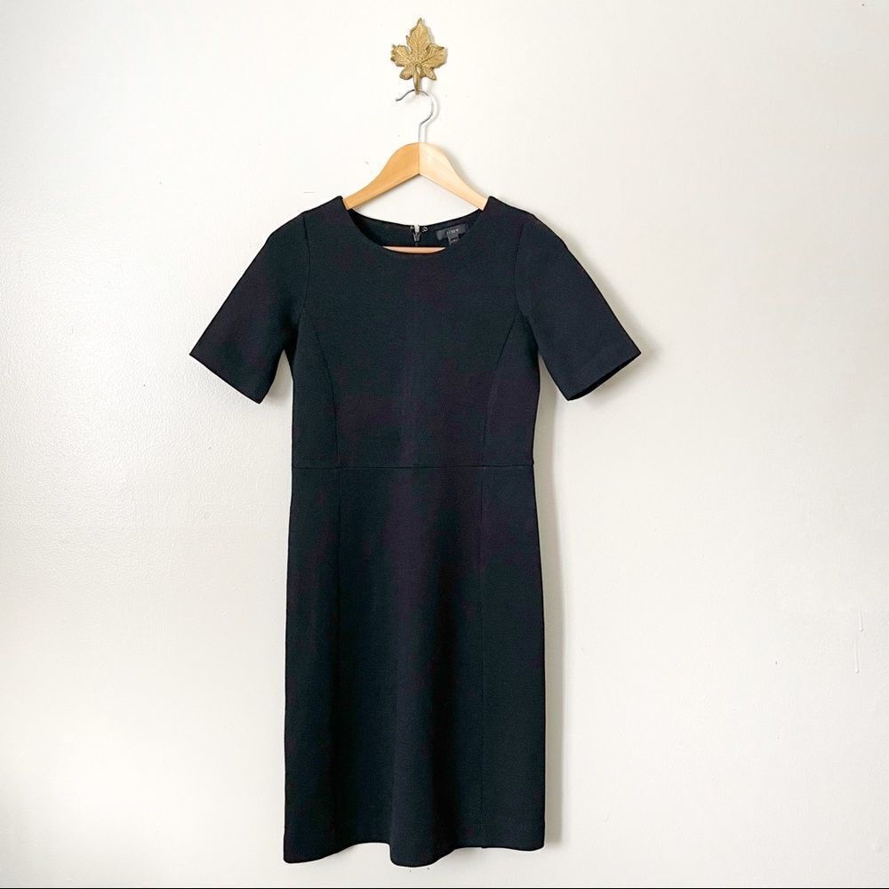J. Crew Black panelled stretch midi dress size 4 preowned sold out